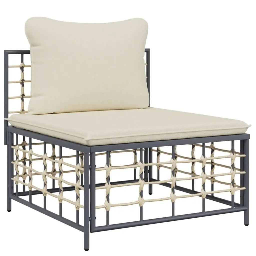 5-Piece Anthracite Poly Rattan Patio Lounge Set with Cushions – Stylish Outdoor Furniture