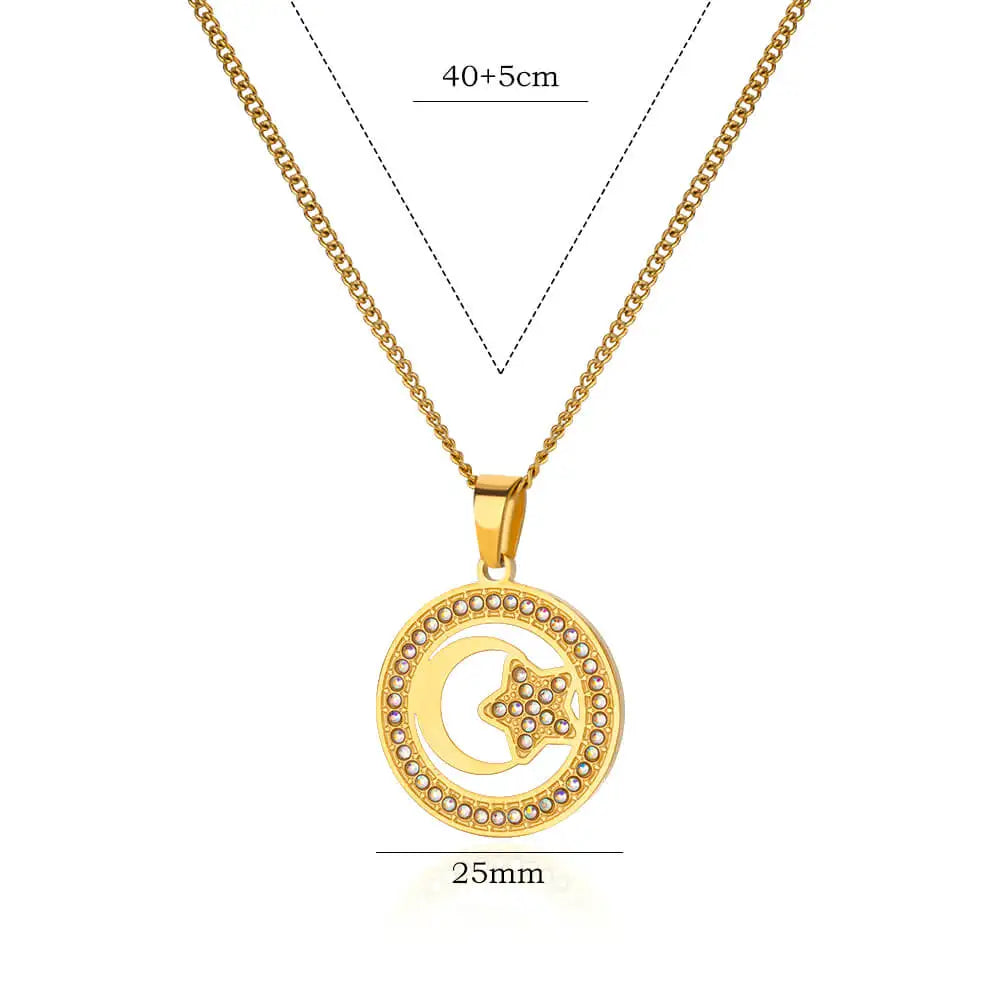 Gold Color Palm Fatima Pendant Necklace For Women Stainless Steel Lucky Turkish Evil Eye Choker Necklaces Aesthetics Jewelry