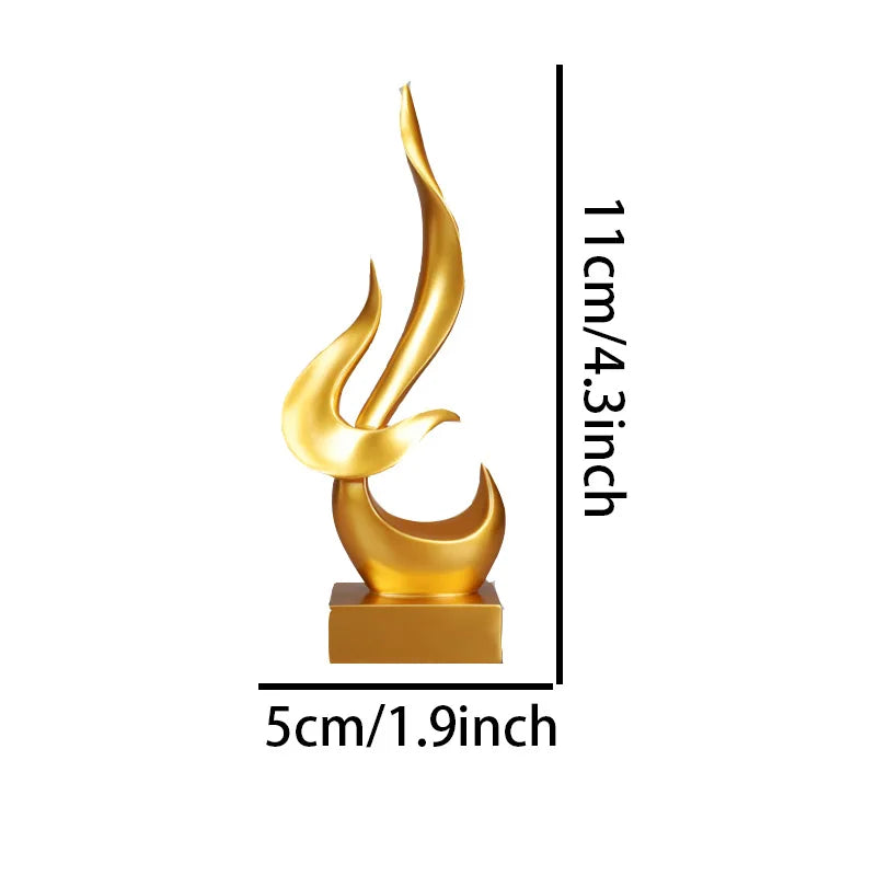 Resin Crafts Flame Abstract Bird Golden Sculpture Geometric Streamer Decorative Figurines Home Decoration Accessories