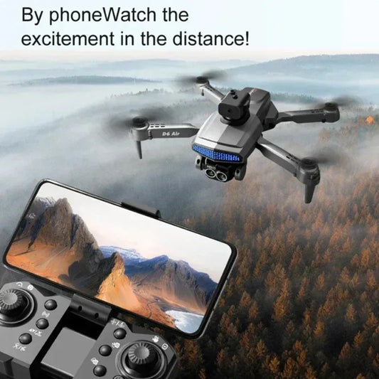 New D6 8K Drone Professional HD Dual Camera Optical Flow Localization Obstacle Avoidance WIFI FPV RC Foldable Quadcopter Toys