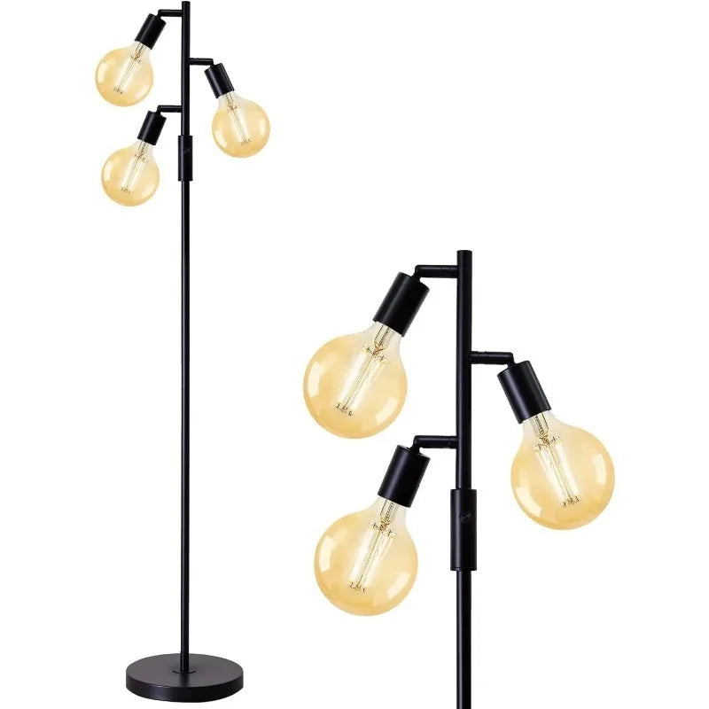 63.75" Modern Floor Lamp for Living Room Industrial Floor Lamp with 4W LED Bulb Standing Lamp with Footswitch Gold Floor