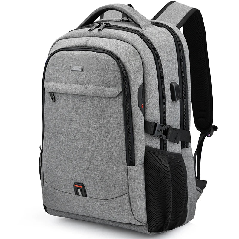 Men's 17.3 Inch Laptop Backpack for Travel College Backpack Waterproof Notebook Business Shoulder Bag With USB Charging Port