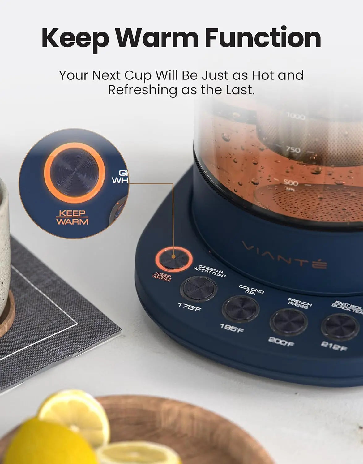 Hot Tea Maker With Temperature Control And Automatic Shut Off. 1.5 Liters Capacity | Midnight Blue Color