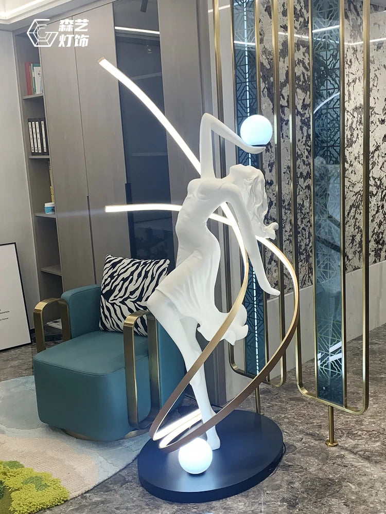 Humanoid Art Sculpture Fall Floor Lamp Living Room Light Luxury Design Sense Modern Creative Modeling Floor Lamp