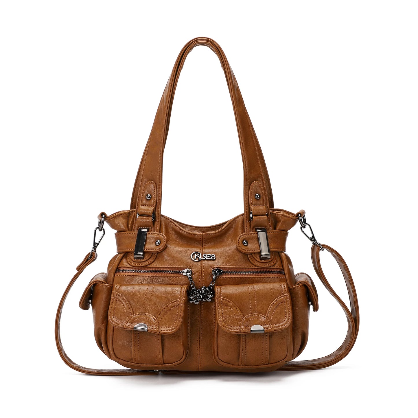 KL928 Purses for Women Small Hobo Shoulder Bags Soft Vegan Leather Handbags Multi Pockets Tote Bag