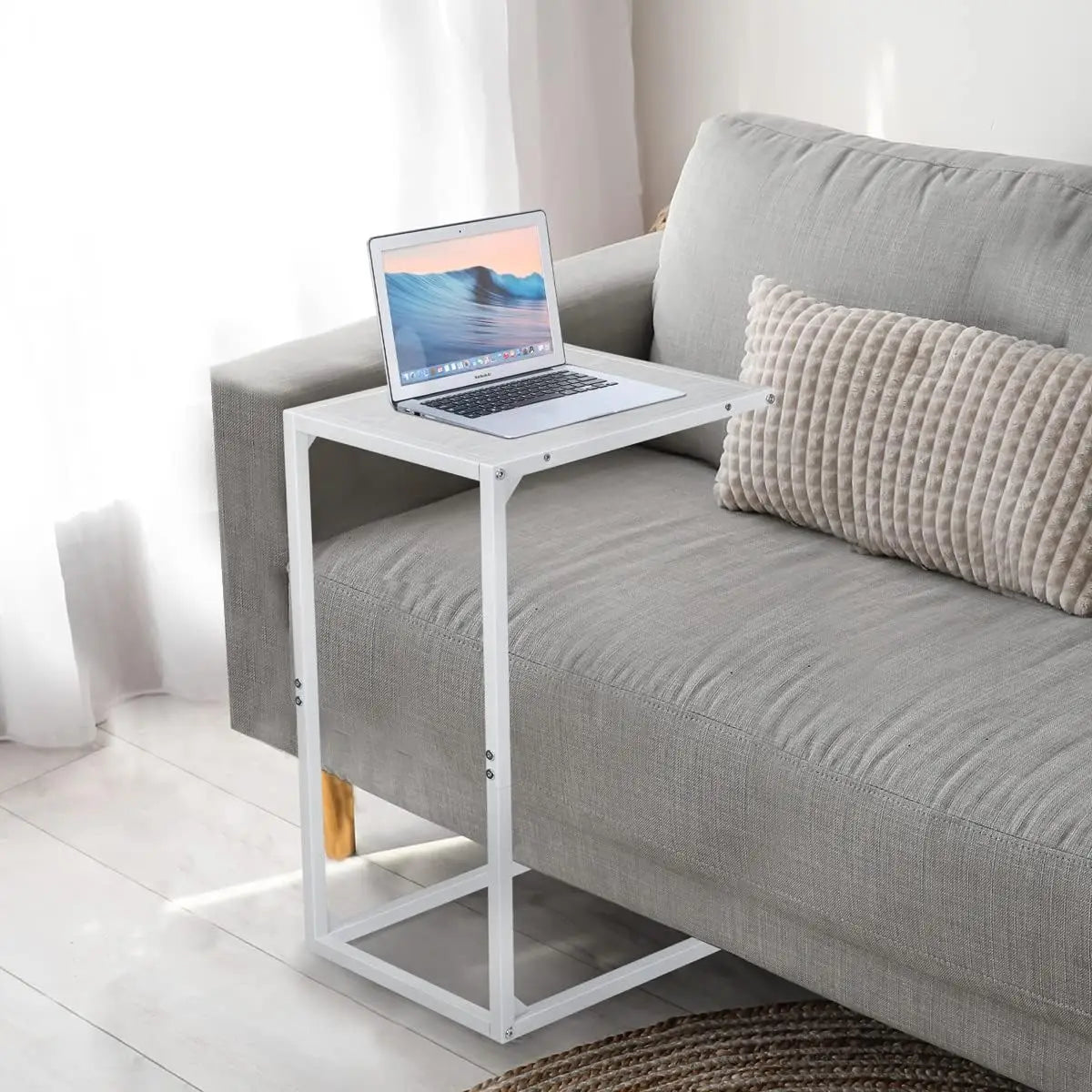 2-piece set of C-shaped coffee table, snack side table, sliding sofa table, living room, bedroom