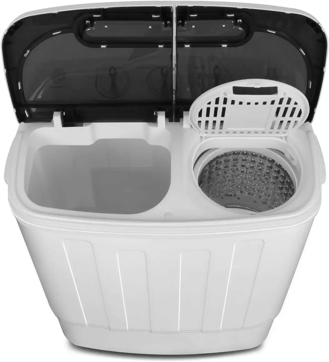 Compact Mini Twin Tub Washing Machine 13lbs Capacity Portable Washer Wash and Spin Cycle Combo,Built-in Gravity Drain