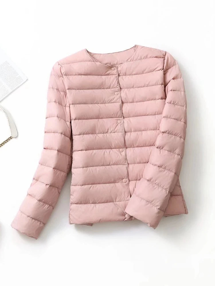 NewBang Matt Fabric Light Jacket Female Ultra Light Down Jacket Women Slim Windbreaker Without Collar Lightweight Warm Coat