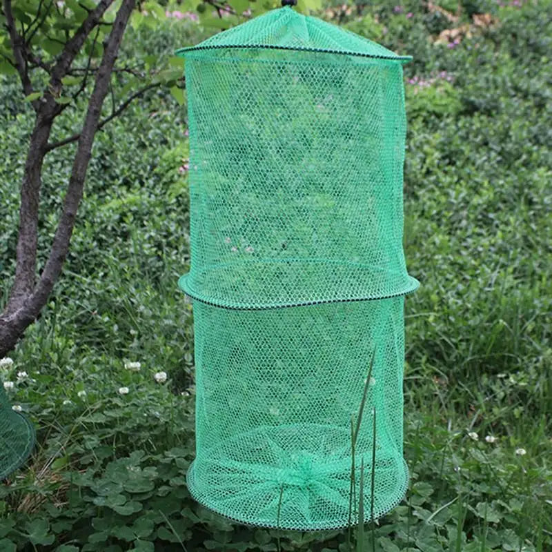 Folding Round Nylon Mesh Metal Frame Crab Fishing Net Shrimp Cast Minnow Trap Fishing Landing Fish Tackle Accessory Crawdad Y8I6
