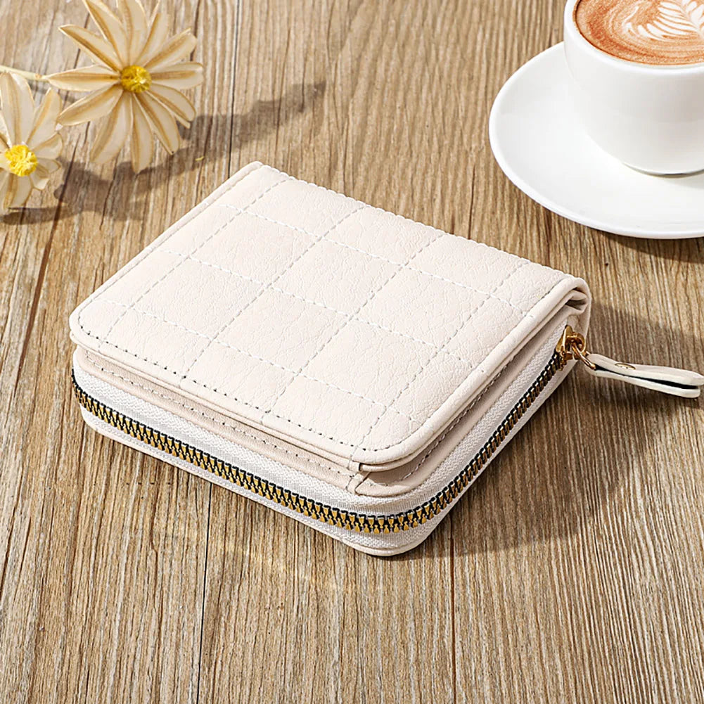 Women Men Coin Purse Simple PU Leather Wallet Zipper Solid Color Bifold Design Daily Men Card Holder Accessories