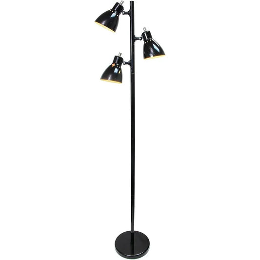 Simple Designs LF2007-BLK Metal 3 Light Tree Floor Lamp