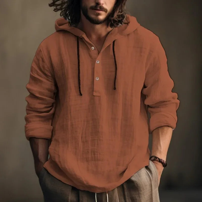2023 New Cotton Linen Shirt Hooded Sweatshirt Long Sleeve Hooded Casual Daily Clothing Spring Summer Fashion