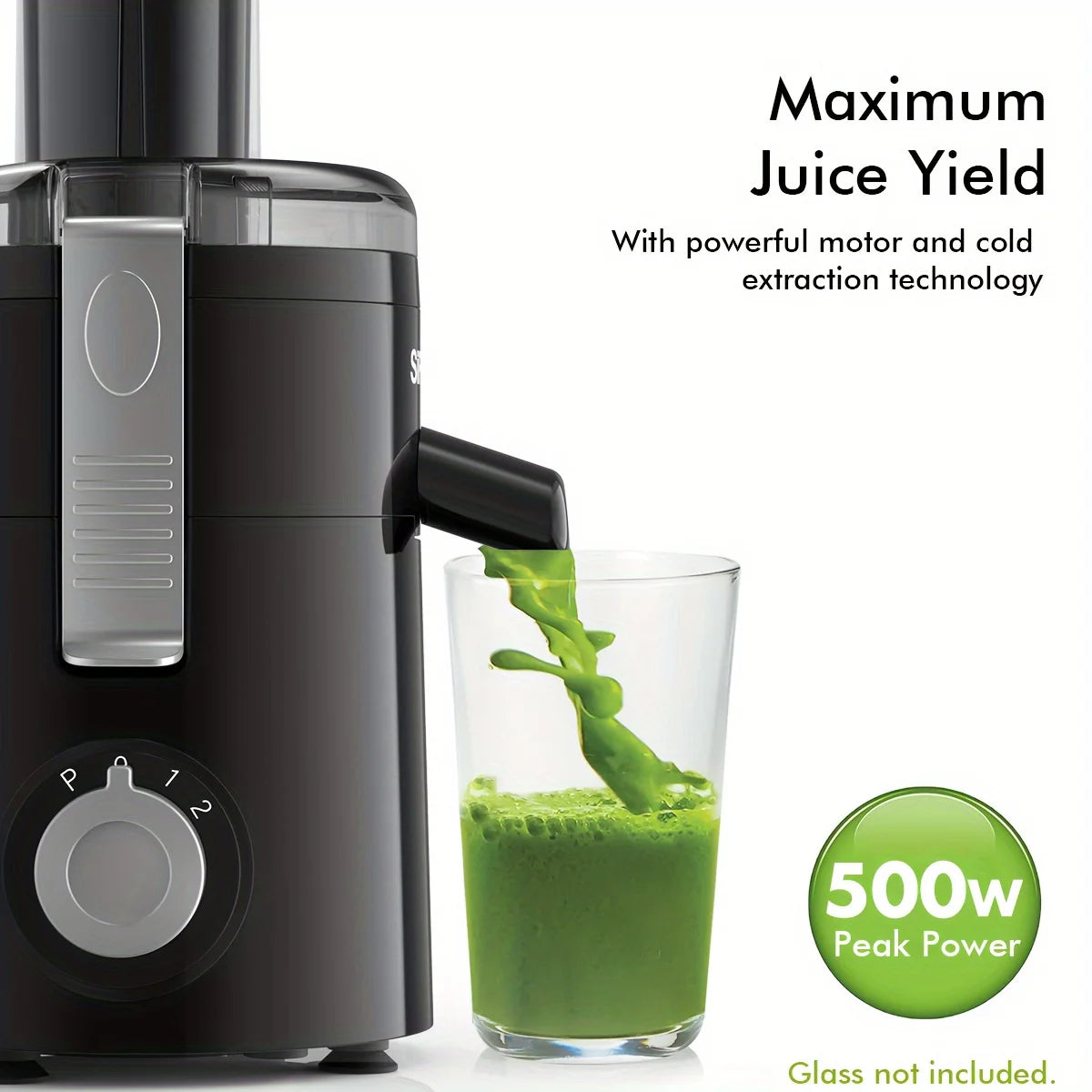 SiFENE Compact Centrifugal Juicer with 3-Speed Settings, Fast Juicer Machine for Fruit & Veggie, Easy to Clean, BPA Free, Black