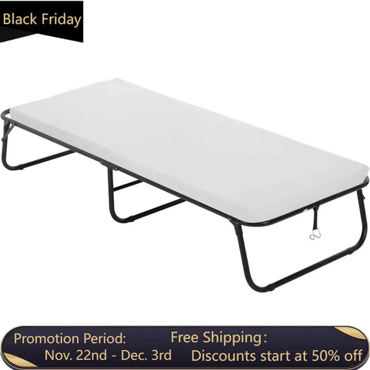 Guest folding bed Portable bed folding bed frame, with 3.9 inch comfortable foam mattress, solid frame L77 * W31 * H12 inches