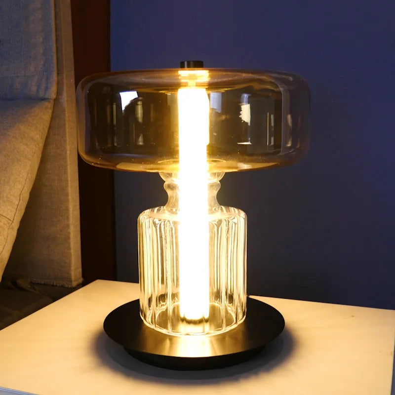 Nordic Simple LED Table Lamp Glass  Bar Cafe Office Dining Living Room Home Decor Lighting Fixture Table Lamps for Bedroom
