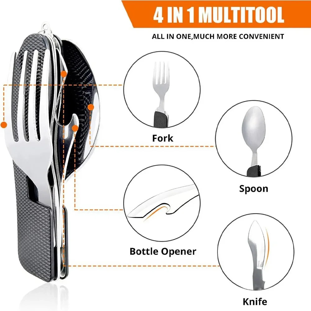 Foldable Tableware Combination Outdoor Portable Camping Set Flatware Kitchen and Home Folding Cutlery Picnic Dining Bar Garden