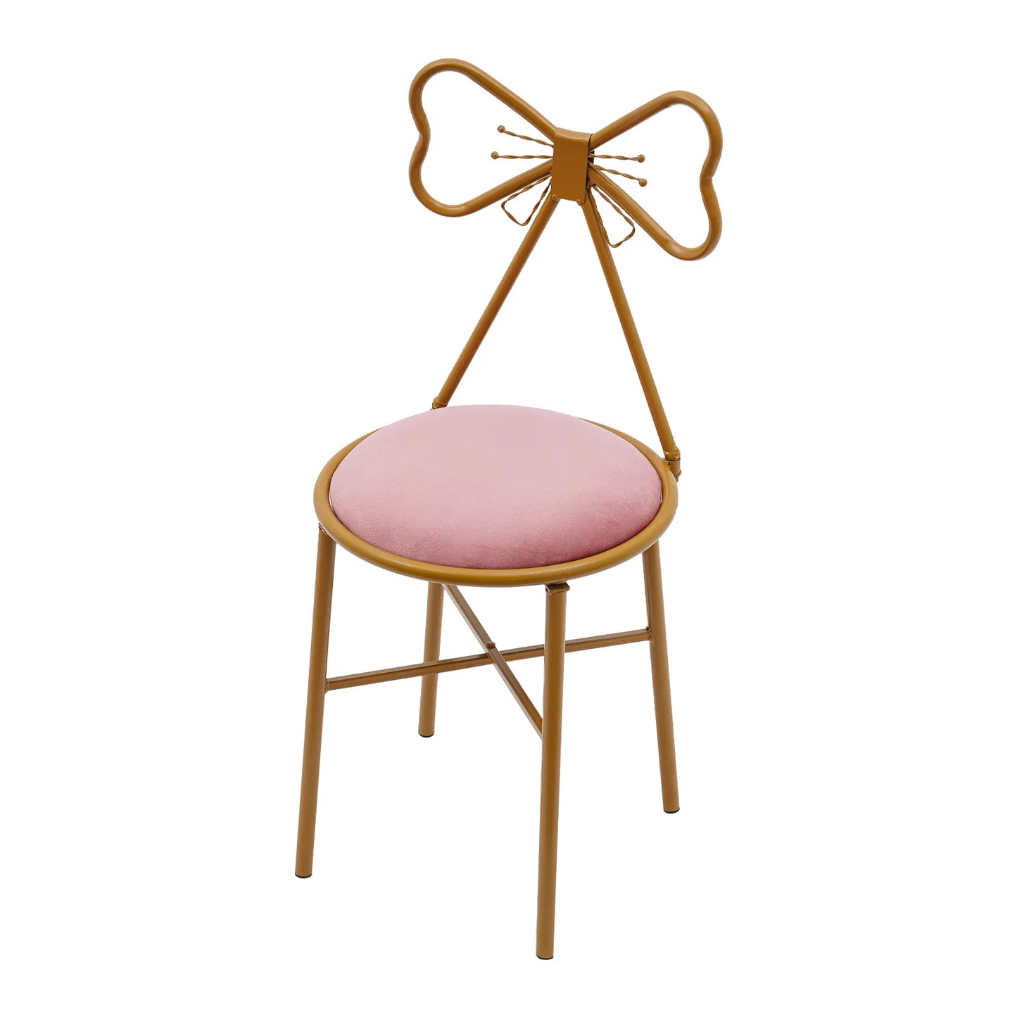 Butterfly Shaped Vanity Chair Bow Seat Backrest with Metal Frame & Sponge Cushion
