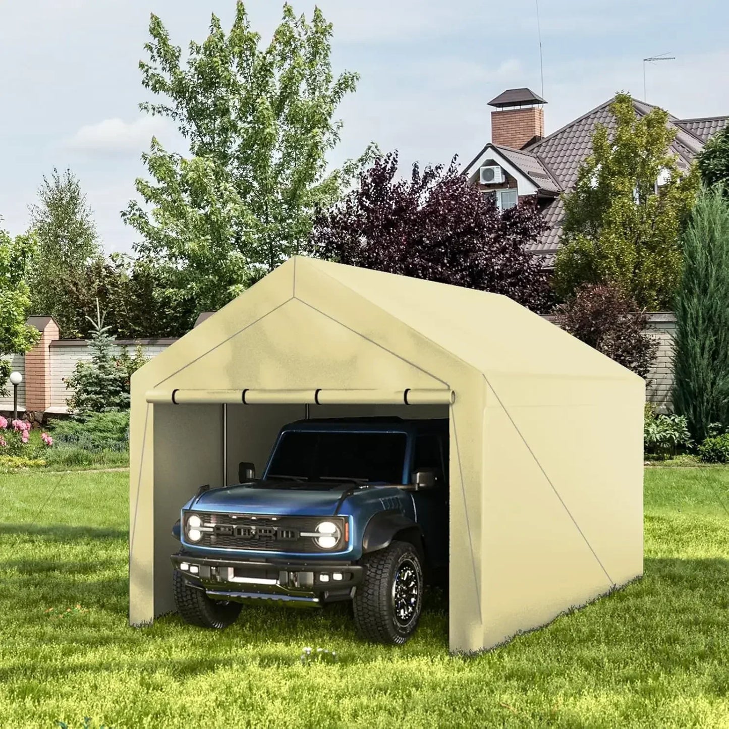 10x20ft Heavy Duty Carport with Removable Sidewalls, All Weather Carport Garage Party Tent Large Outdoor Canopy Storage Shed