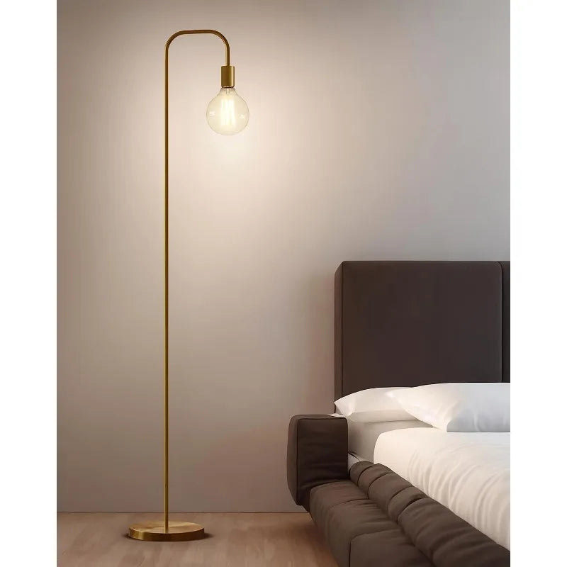 63.75" Modern Floor Lamp for Living Room Industrial Floor Lamp with 4W LED Bulb Standing Lamp with Footswitch Gold Floor