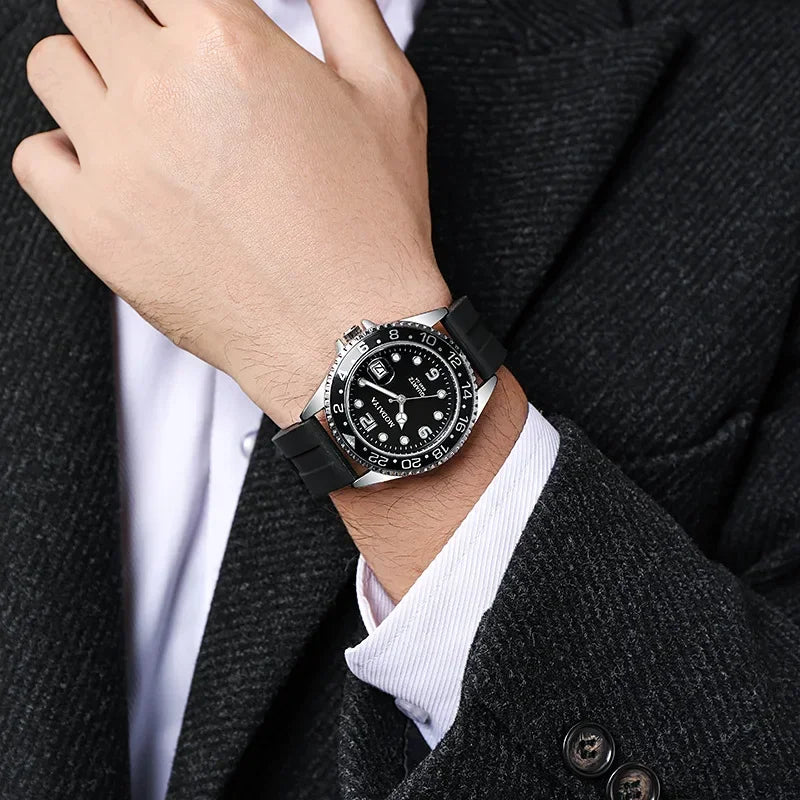 New Mens Watch Silicone Strap Glow Needle Quartz Watches for Male Calendar Casual Wristwatch Relogio Masculino Clock Men Hour