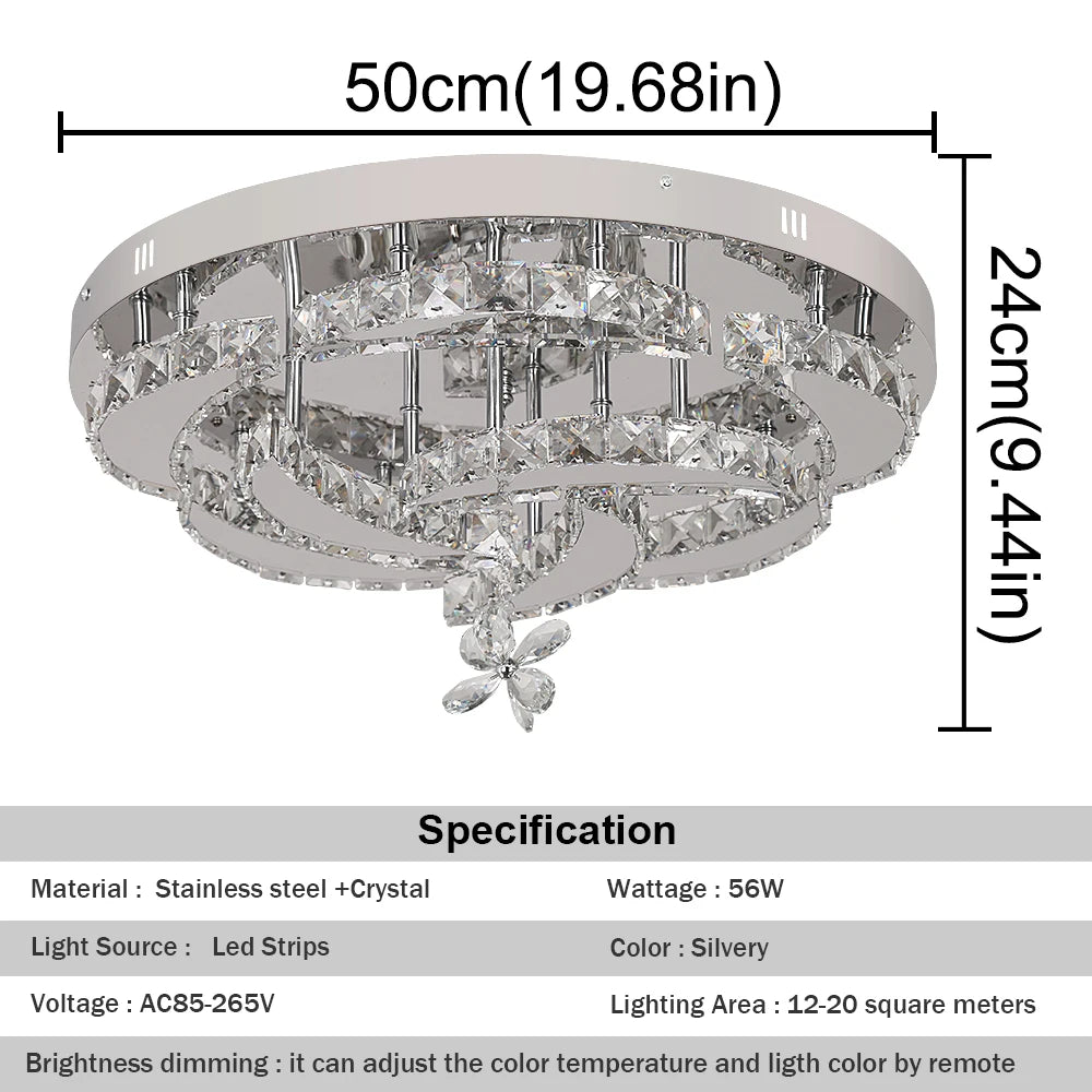 Modern Chandelier Ceiling Lamp K9 Luxury Crystal Led Living Dining Room Decor Pendant Light RC Dimmable Luminaire Home Fixture