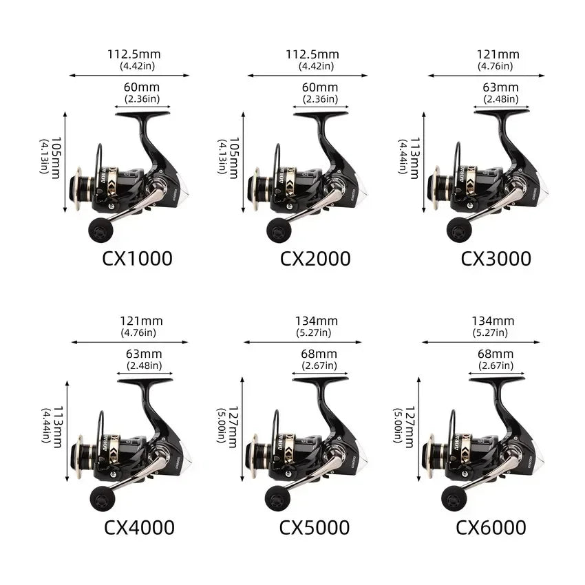 All Metal Salt Water Surf Spinning Fishing Reel 1000-6000 Spinning Fishing Reel Black/gold 14 Bearing Balls 15KG Max Drag