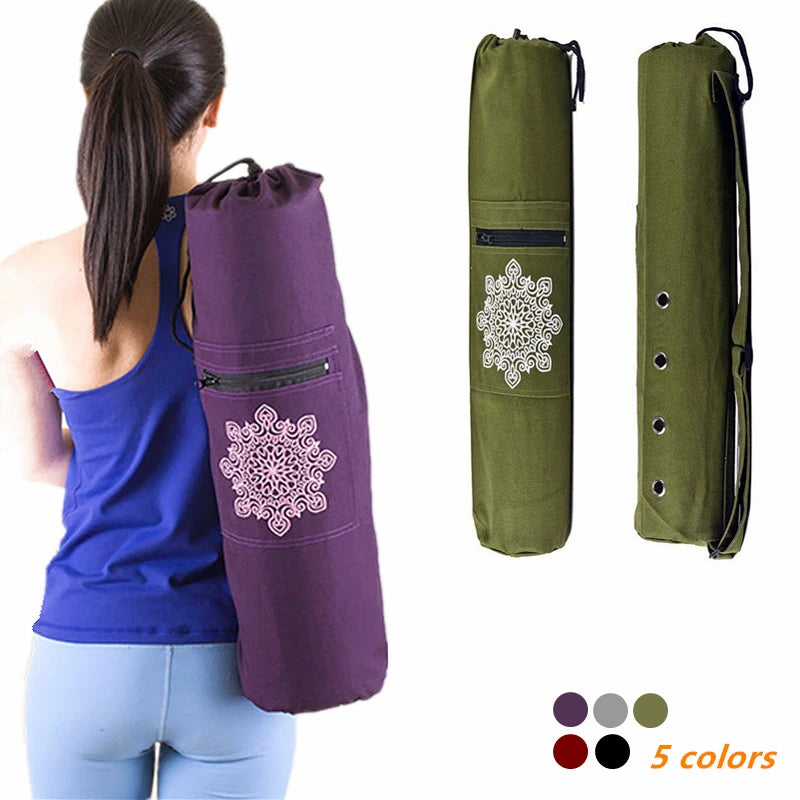 Hot Yoga Mat Cover Wear Resistant Canvas Yoga Backpack Breathable Sports Fitness Canvas Bag Yoga Blankets Accessories