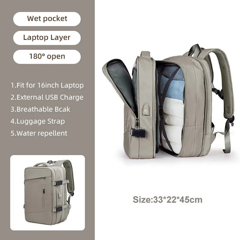 Extendible Travel Backpack Unisex Laptop Bag Women Large Luggage Bags Men's Students Business Trip USB Charge Mochila XA299C