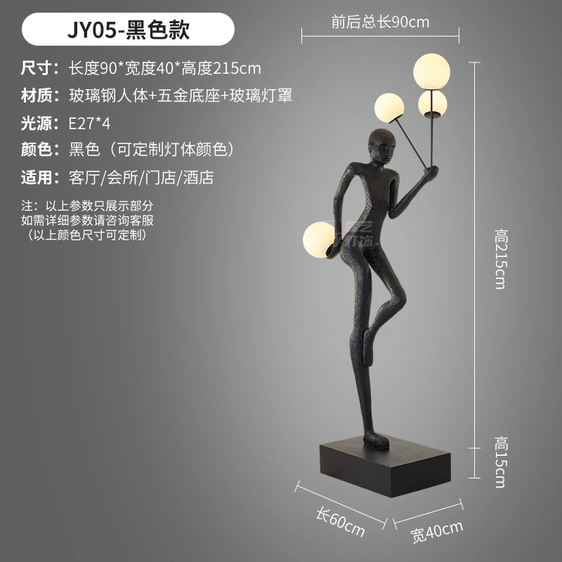 Humanoid Art Sculpture Fall Floor Lamp Living Room Light Luxury Design Sense Modern Creative Modeling Floor Lamp