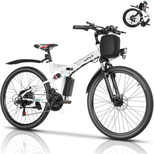 Electric Bike 26" Electric Bike for Adults, Folding Electric Mountain Bike, 21.7MPH, Up to 50 Miles, Dual Shock Absorber, UL2849