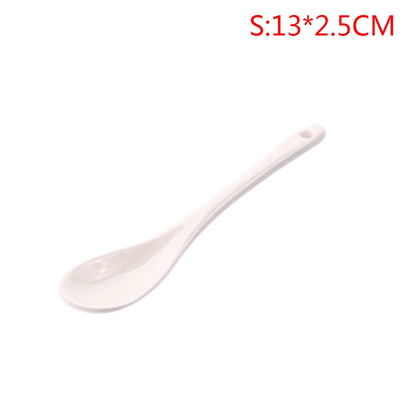 1 pc Ceramic Spoons Long-short white Porcelain Coffee Soup sugar Tea Dessert Cutlery