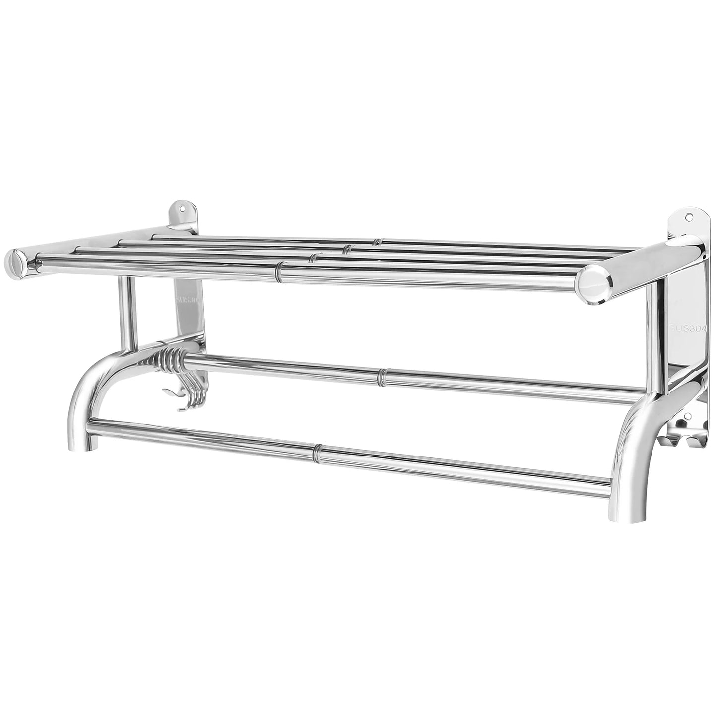 2-Tier Towel Rack Bathroom Hotel Rail Holder Stainless Steel Wall Mounted Storage Shelf Organizer Home Stainless Steel