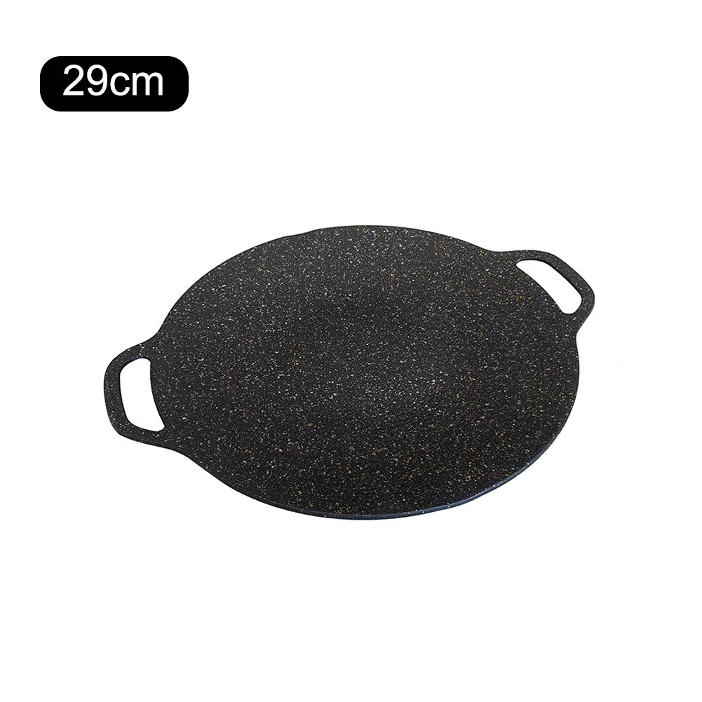 Grilling Pan Non-stick Frying Pan Flat Pancake Griddle Stone Cooker BBQ Grill Baking Pan for Outdoor Camping Barbecue Bakeware