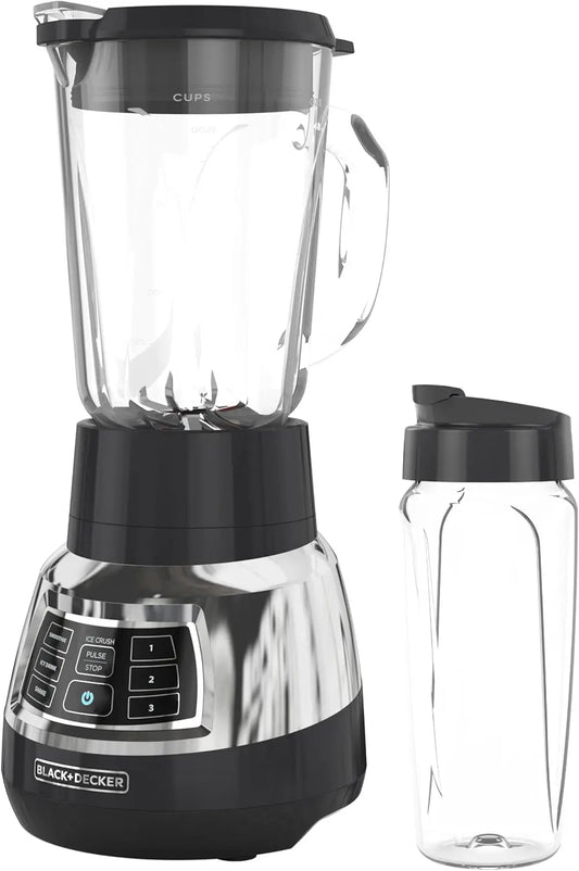 BL1400DG-P Quiet Stainless Steel Blender with Cyclone Glass Cup