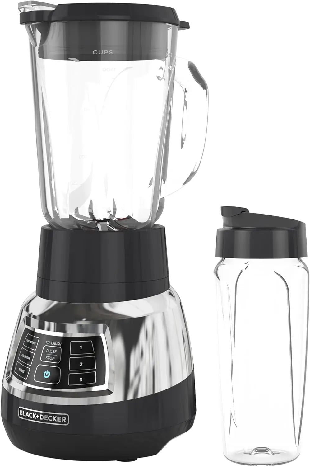 BL1400DG-P Quiet Stainless Steel Blender with Cyclone Glass Cup