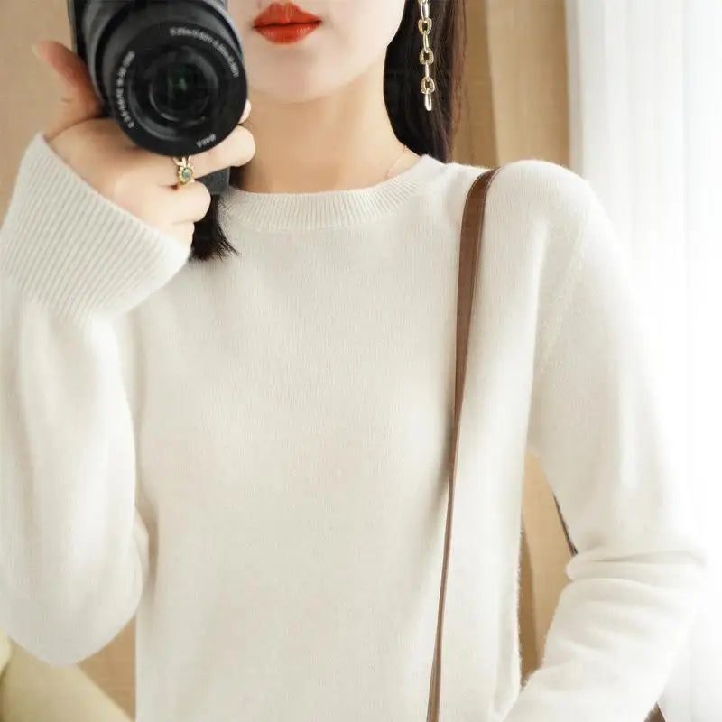 Autumn And Winter Thin Sweater Women's Round Neck Pullover Casual Knitted Top Women's Short Underlay Fashion 18 Colors