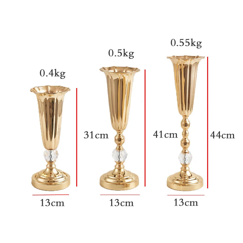 Luxury Flowers Vase Metal Vase Stem Bunch Holder Bouquet Container Floral Arrangement for Desktop Cabinet Home Shelf Decor