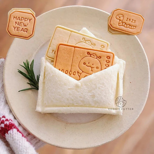 2025 Chinese Snake Year Cookie Cutter Mold Fortune Blessing Biscuit Stamp Pastry Dessert Fondant Cake DIY Bakeware Kitchen Items