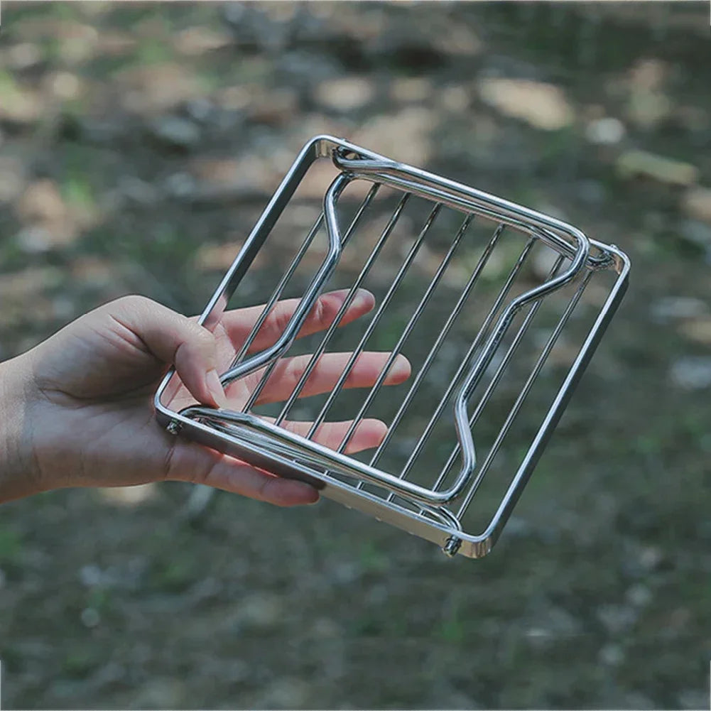 Stainless Steel Folding Grill Rack Portable Backpacking Camping Stove Oven Campfire BBQ Grill Stand Barbecue Accessories