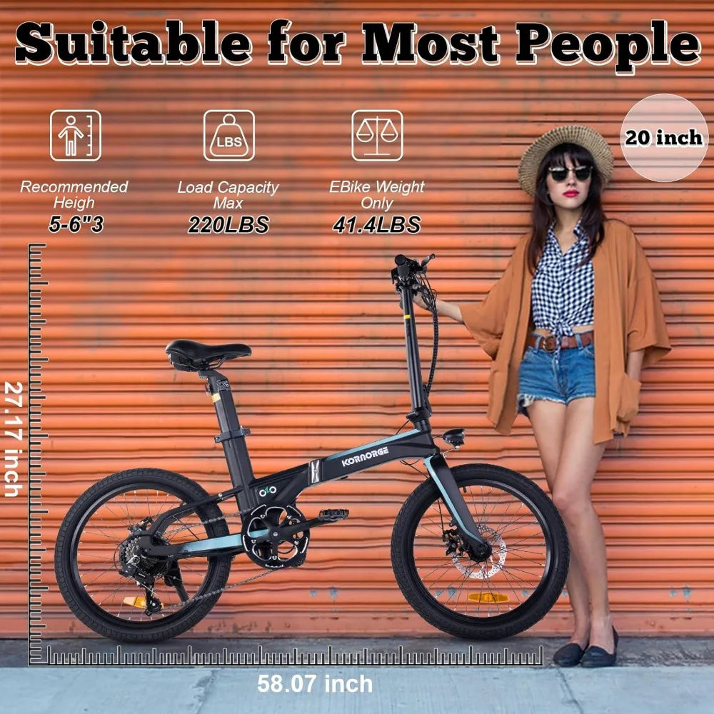 Electric Bike A9, 20" Ultra Light Foldable Electric Bike, Lightweight Frame, LED Headlight Sports Style Electric Bike for Adults