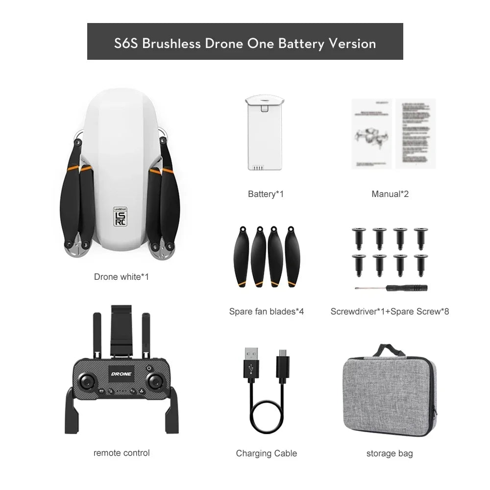 S6S Mini GPS Drone 4K Professional Dual HD EIS Camera Light Flow 5G WIFI Brushless Folding 360 Quadcopter RC Helicopter Toys