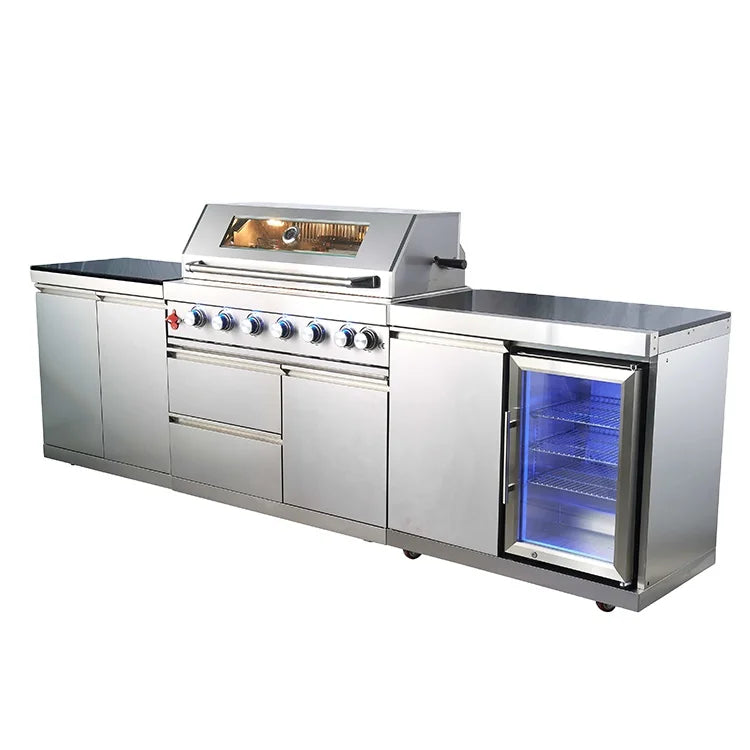 For High End 304 Stainless Steel Table Top Outdoor Kitchen Island BBQ Grill with Sink for Home Use