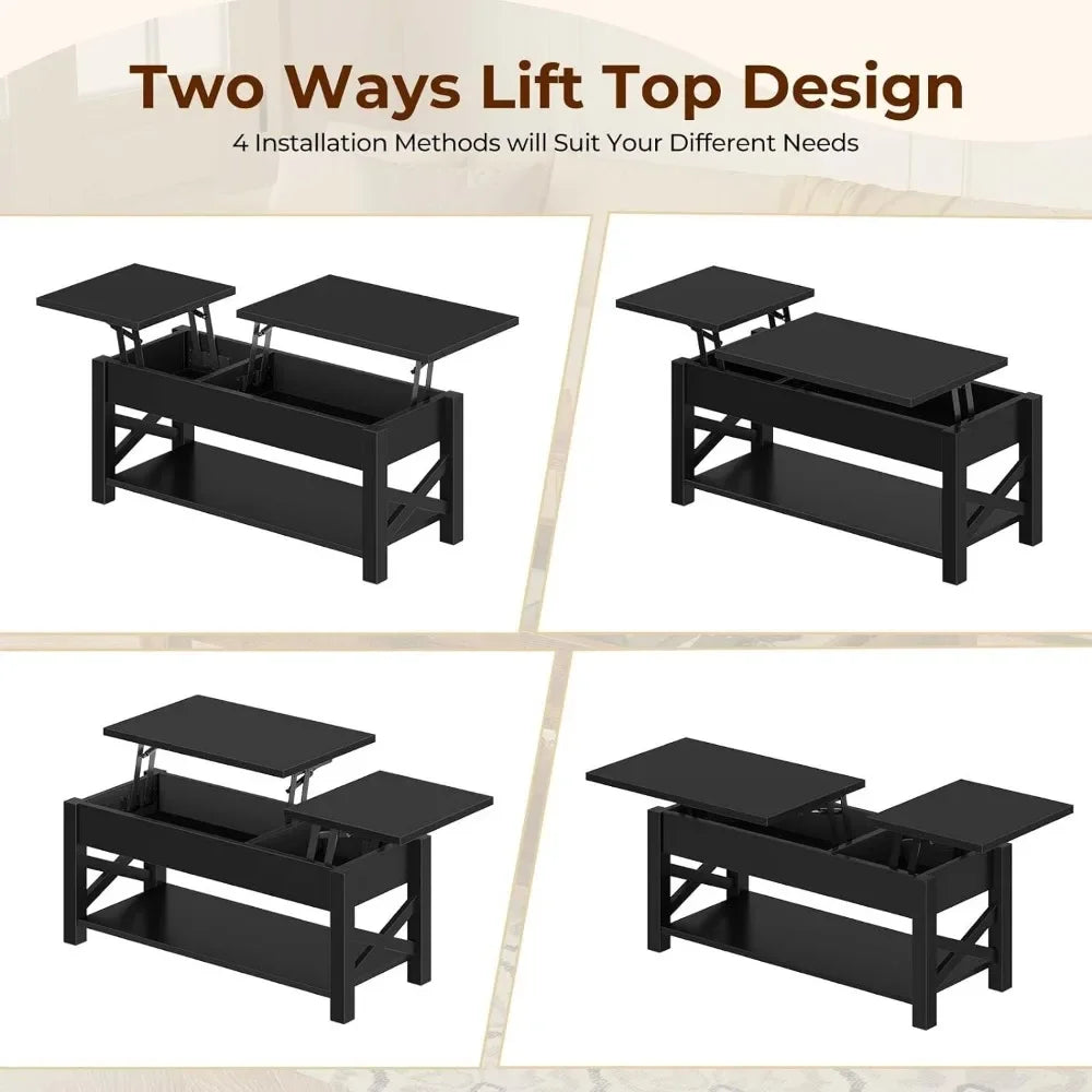 2 Way Lift Top Farmhouse Center Table With Hidden Compartment Design Coffee Table Nordic Coffee Tables for Living Room Furniture