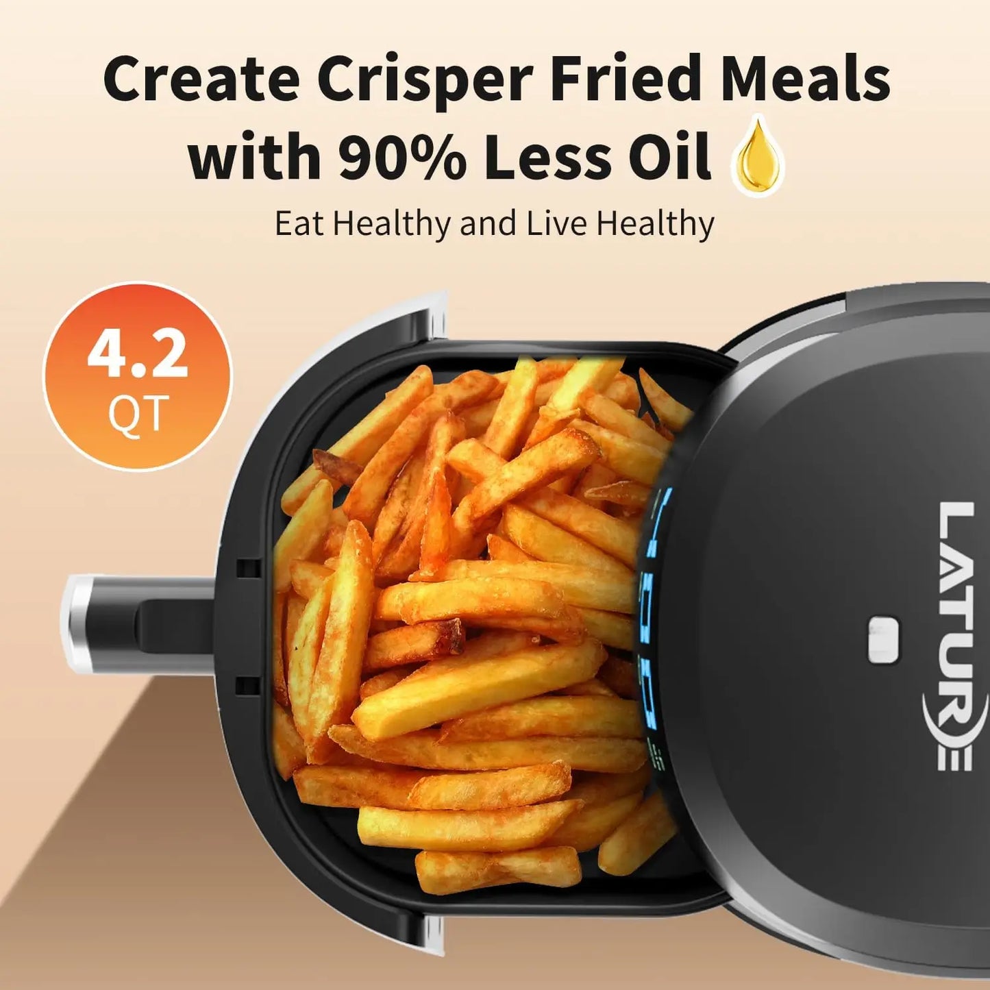 4.2 QT Air Fryer Oven Cooker with Temperature and Time Control Dishwasher Non-stick Basket LED Digital Touch Screen Stainless St