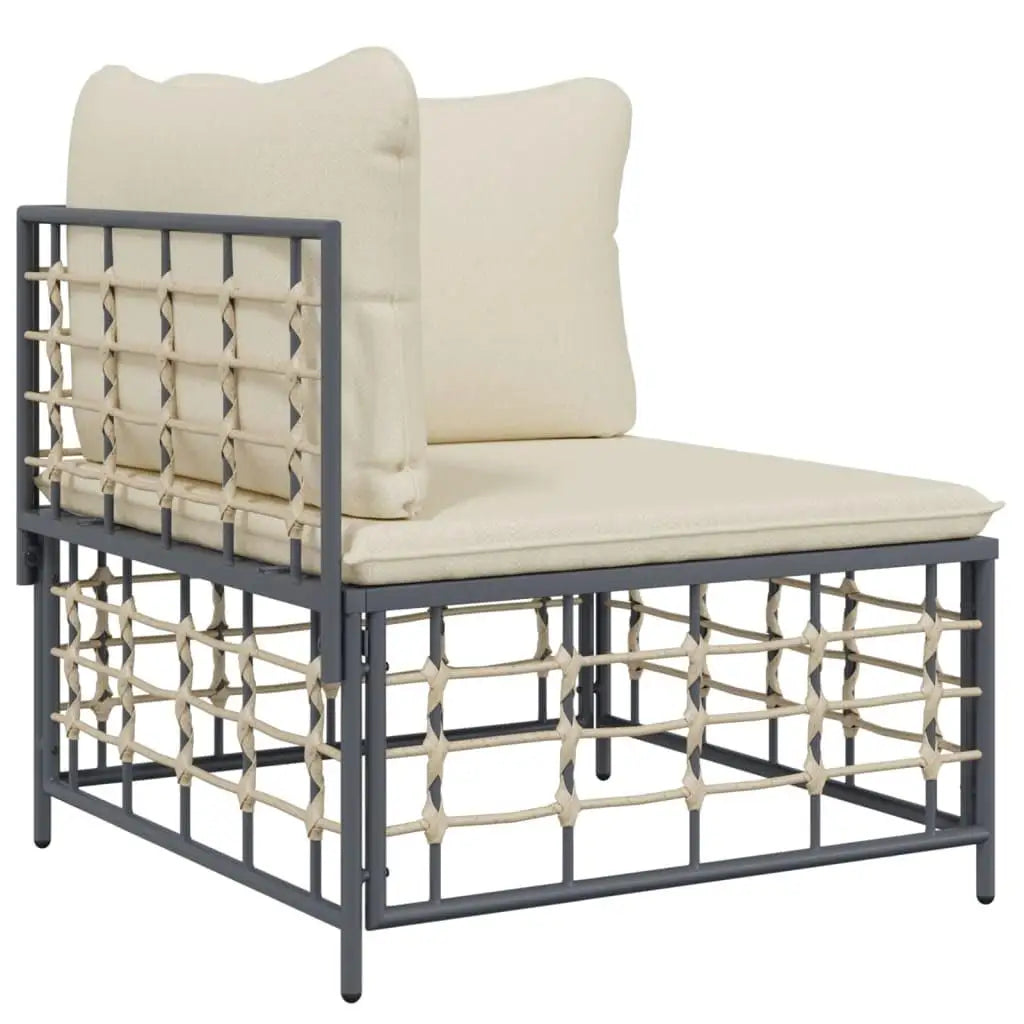 5-Piece Anthracite Poly Rattan Patio Lounge Set with Cushions – Stylish Outdoor Furniture