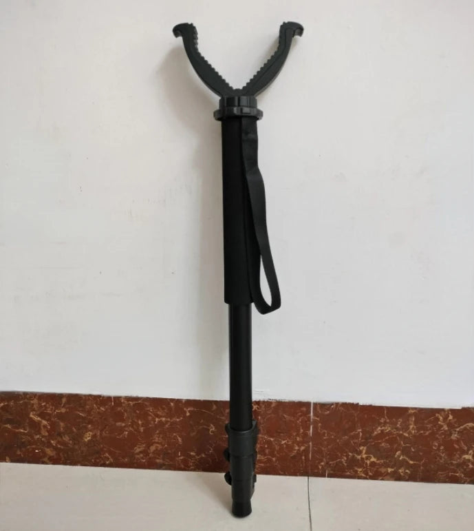 Aluminum Hunting Shooting Accessory V Shaped Rotating Yoke Monopod Telescopic Shooting Stick Hunting Stick with Shoulder Strap