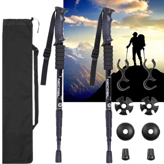 2pcs/lot Trekking poles hike walking stick nordic walking cane Aluminum ski camp telescopic baton outdoor hiking poles crutches