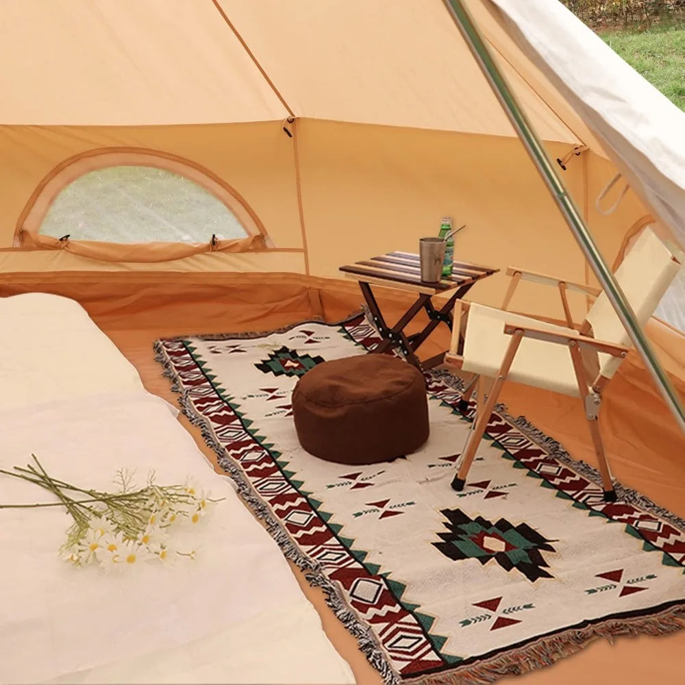 Outdoor Camping Tents, Yurt Canvas Tent with Stove Jack,for 4/6/8 Person Family 4 Season Camping,Outdoor Canvas Bell Tent