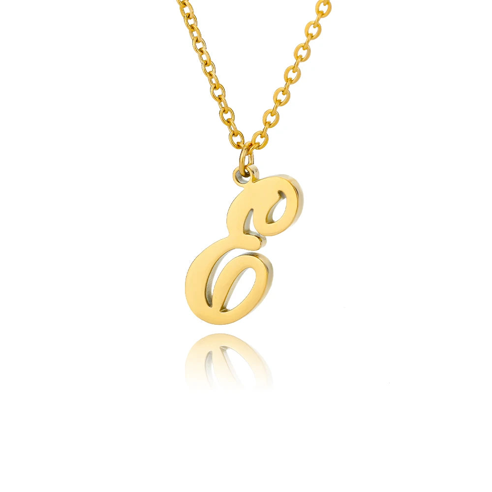 Gold Color Alphabet Letter Pendants Necklace For Women Stainless Steel Initial Letter Jewelry Initial Chain Choker Collares Femm
