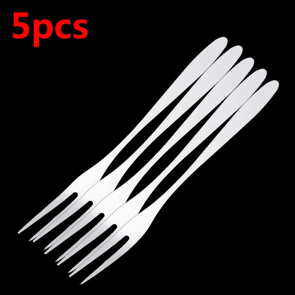 1/3/5Pcs Stainless Steel Fruit Forks Two-toothed Forks Small Cake Forks Western Multifunctional Household Kitchen Accessories